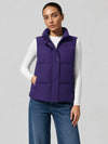 YUCOLEN Women's Lightweight Duck Down Puffer Vest Stand Collar Sleeveless Jacket in Dark Purple