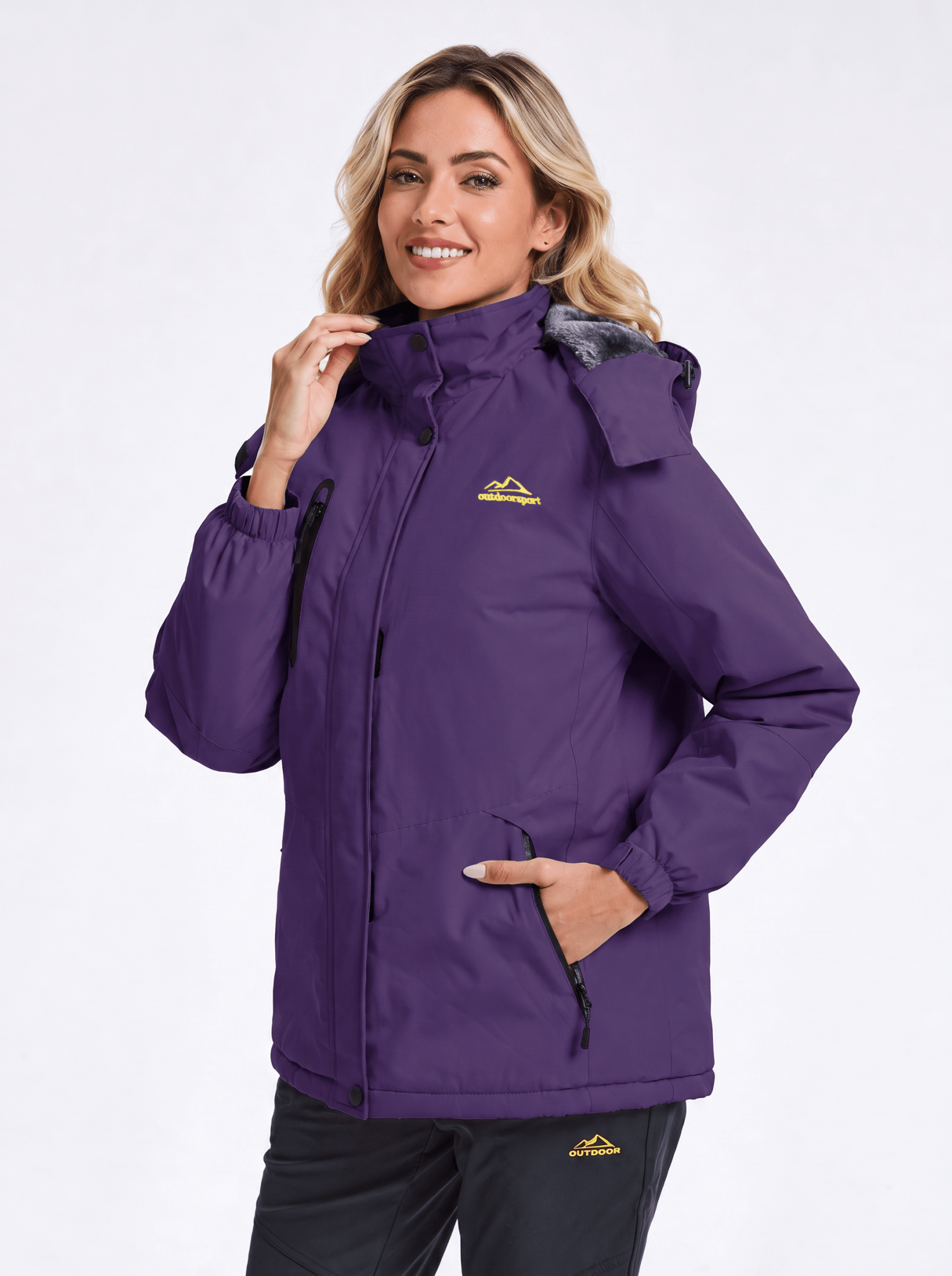 YUCOLEN Women's Waterproof Ski Jacket Fleece Lined Insulated Winter Snow Coat with 5 Pockets in Dark Purple