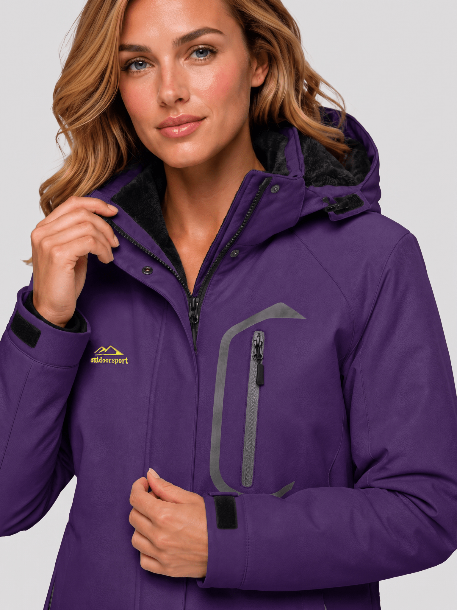 YUCOLEN Women's Windproof Ski Jacket Warm Fleece Lined Winter Snow Coat in Dark Purple