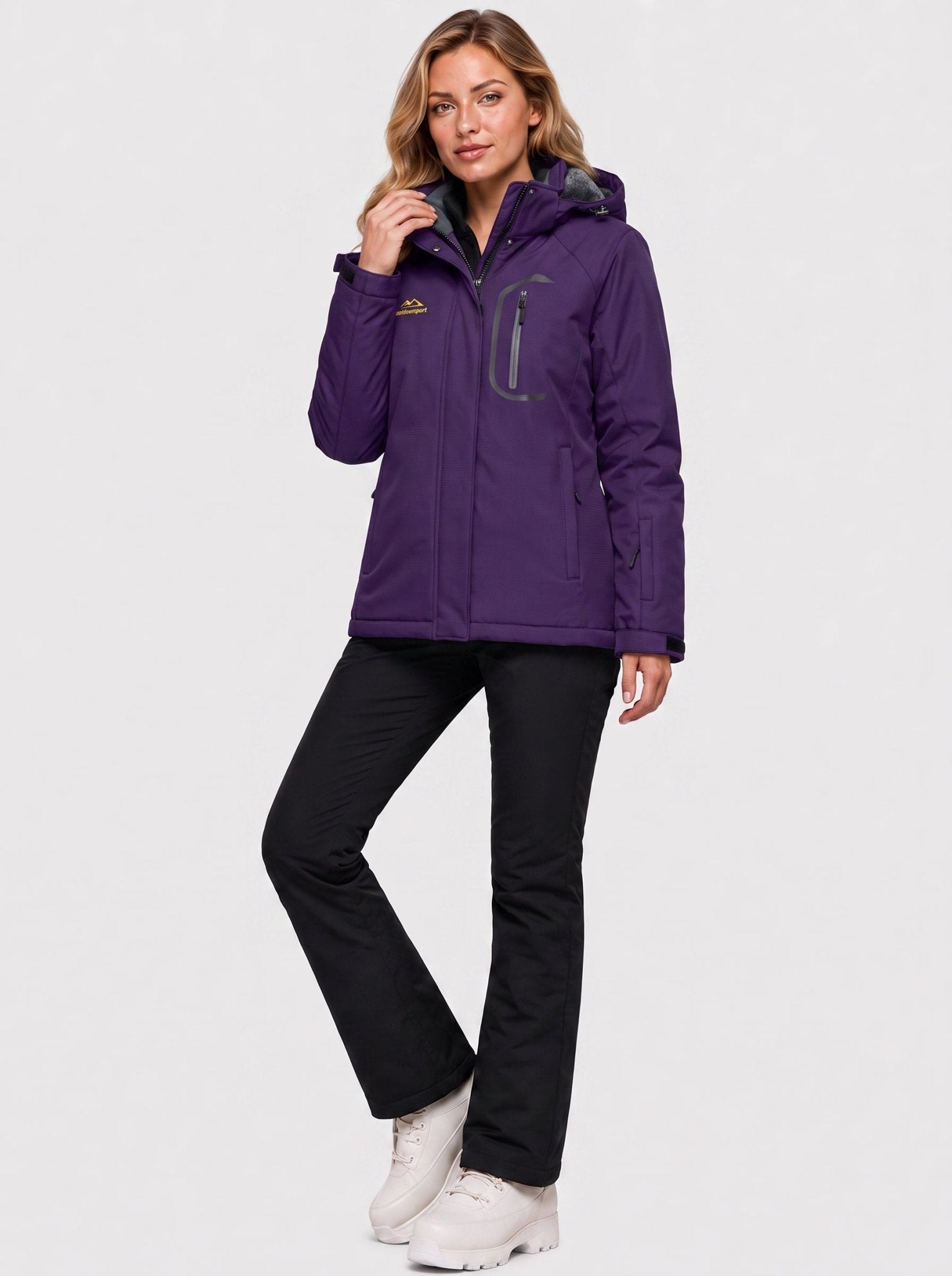 YUCOLEN Women's Windproof Ski Jacket Warm Fleece Lined Winter Snow Coat in Dark Purple