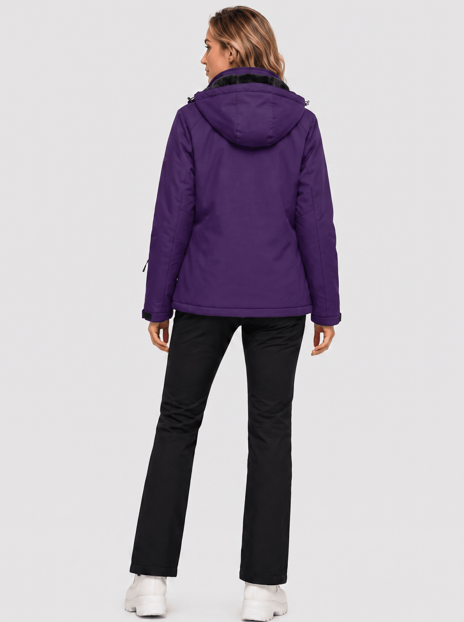 YUCOLEN Women's Windproof Ski Jacket Warm Fleece Lined Winter Snow Coat in Dark Purple