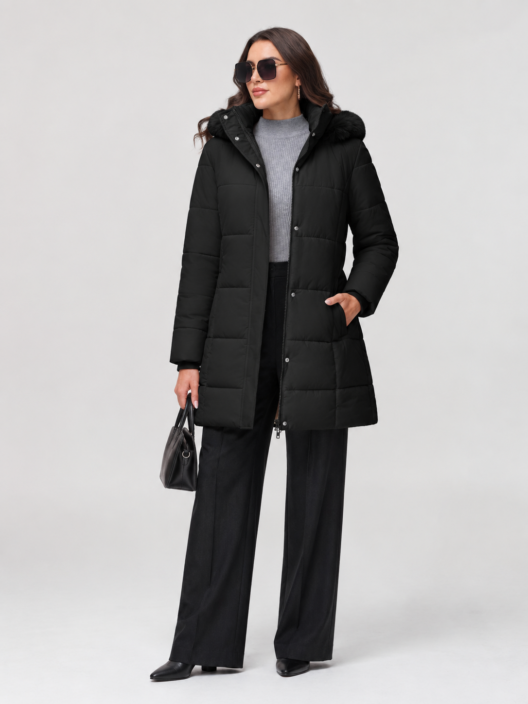 Women's Long Winter Down Coat Fleece Lined Puffer Jackets