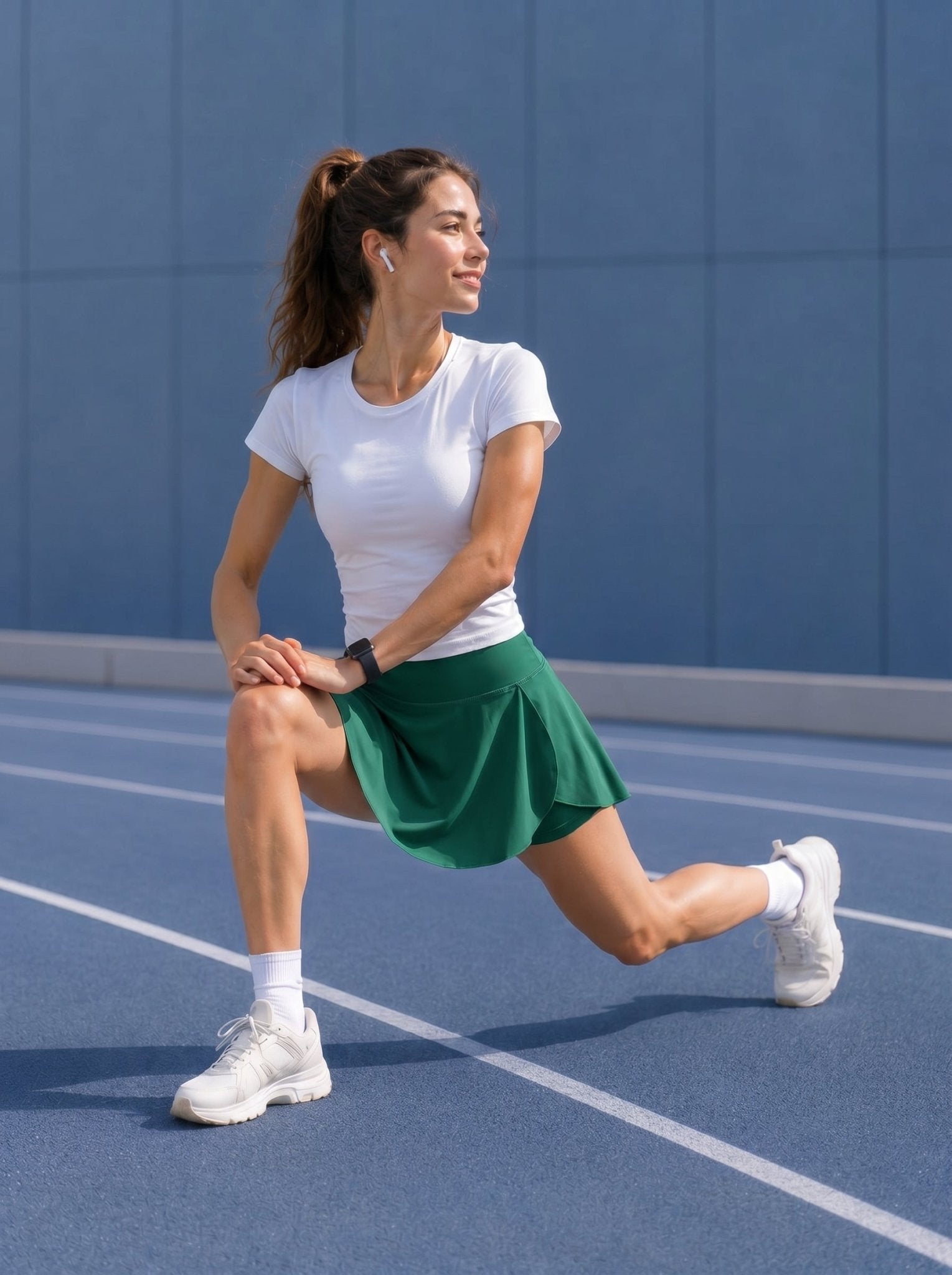 YUCOLEN Women High Waisted Pleated Tennis Skort - Pickleball Golf Skirt with Pockets in Emerald Green