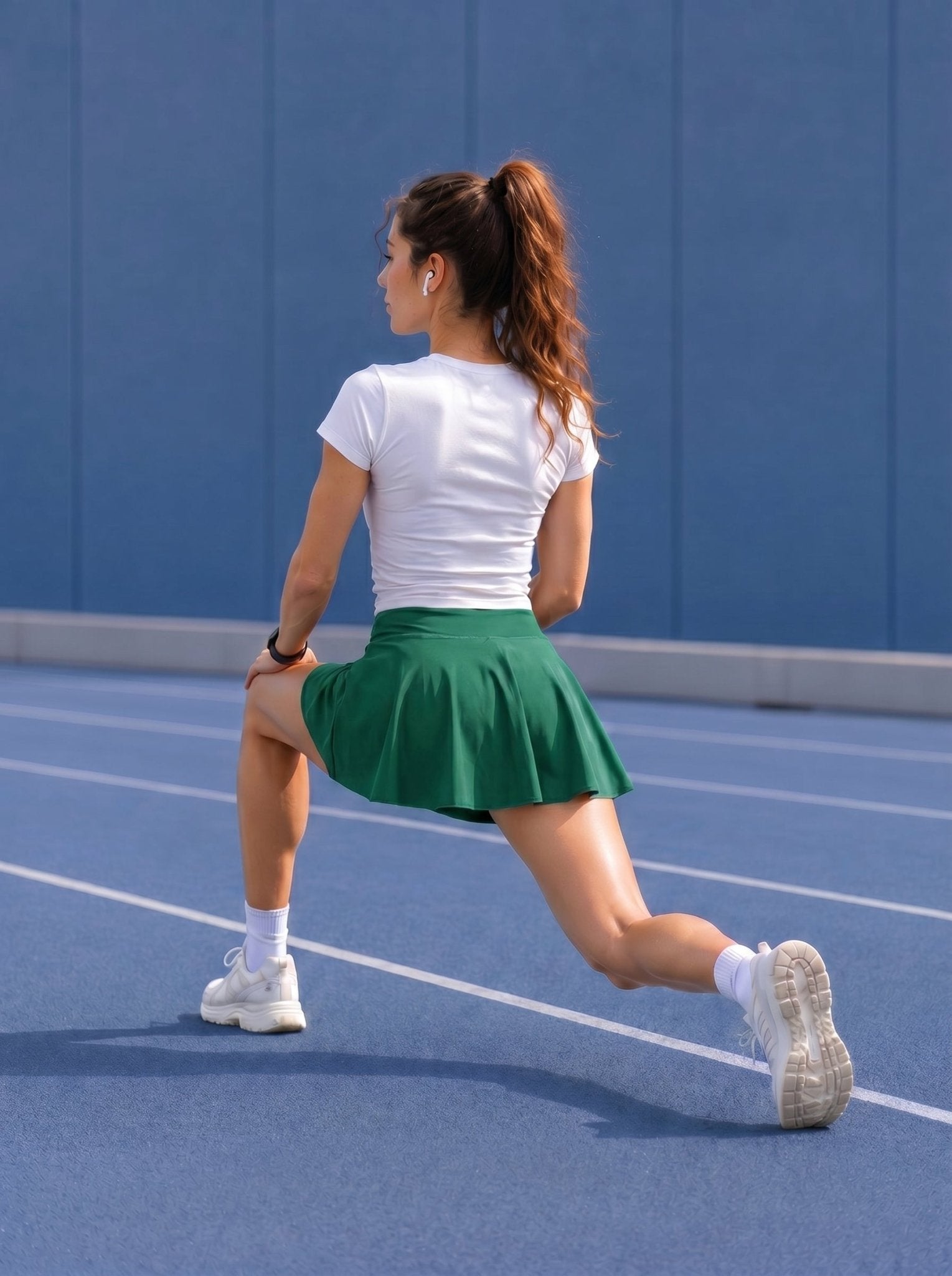 YUCOLEN Women High Waisted Pleated Tennis Skort - Pickleball Golf Skirt with Pockets in Emerald Green