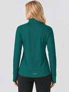 YUCOLEN Women's Fleece Quarter Zip Pullover for Running & Golf in Emerald Green