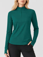 YUCOLEN Women's Fleece Quarter Zip Pullover for Running & Golf in Emerald Green