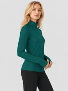 YUCOLEN Women's Fleece Quarter Zip Pullover for Running & Golf in Emerald Green
