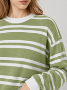 YUCOLEN Women's Striped Crewneck Sweater Soft Knit Casual Loose Fit Pullover for Fall Winter in Grass