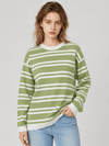 YUCOLEN Women's Striped Crewneck Sweater Soft Knit Casual Loose Fit Pullover for Fall Winter in Grass