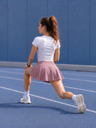 YUCOLEN Women High Waisted Pleated Tennis Skort - Pickleball Golf Skirt with Pockets in Grey Purple