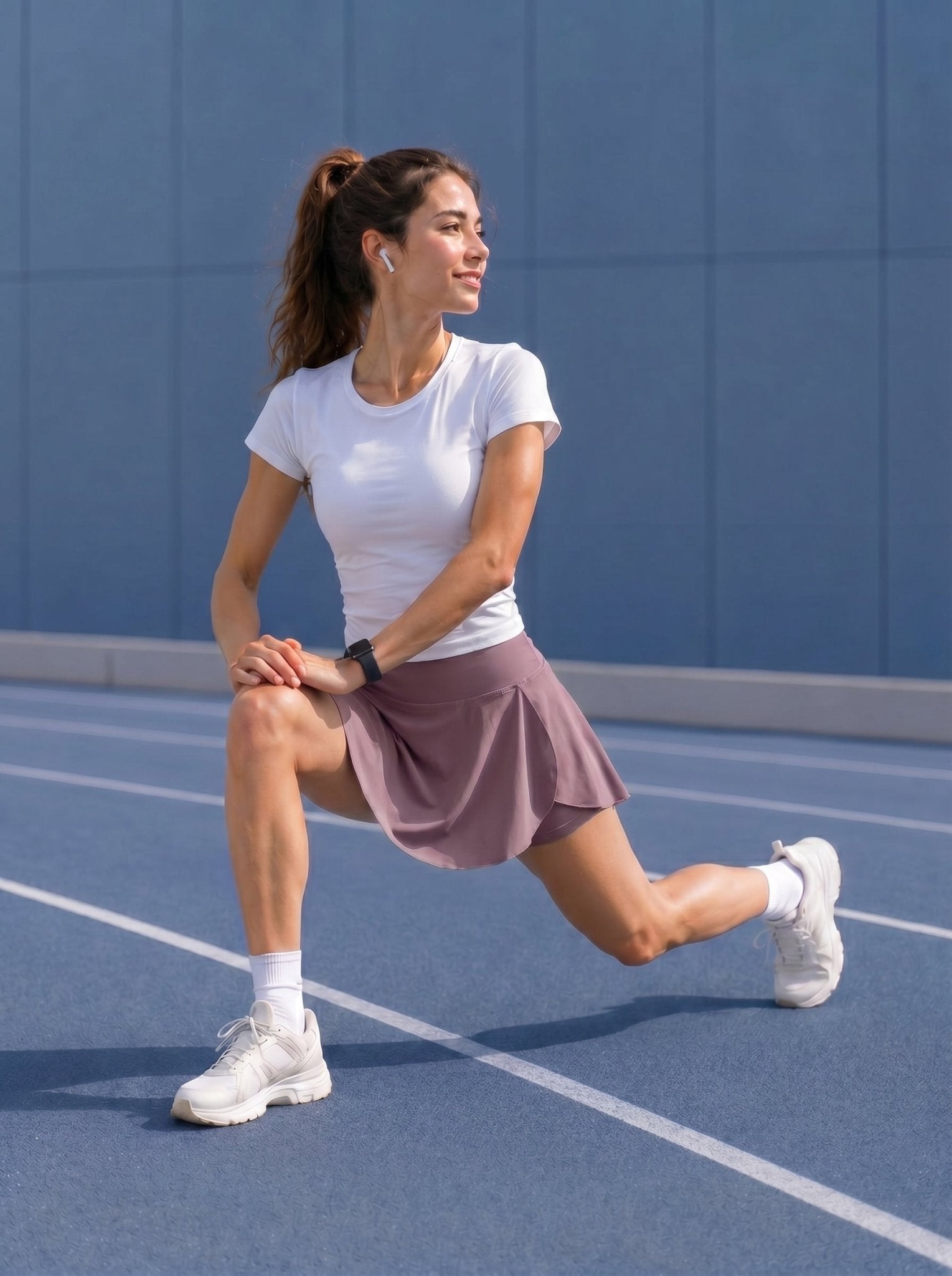 YUCOLEN Women High Waisted Pleated Tennis Skort - Pickleball Golf Skirt with Pockets in Grey Purple