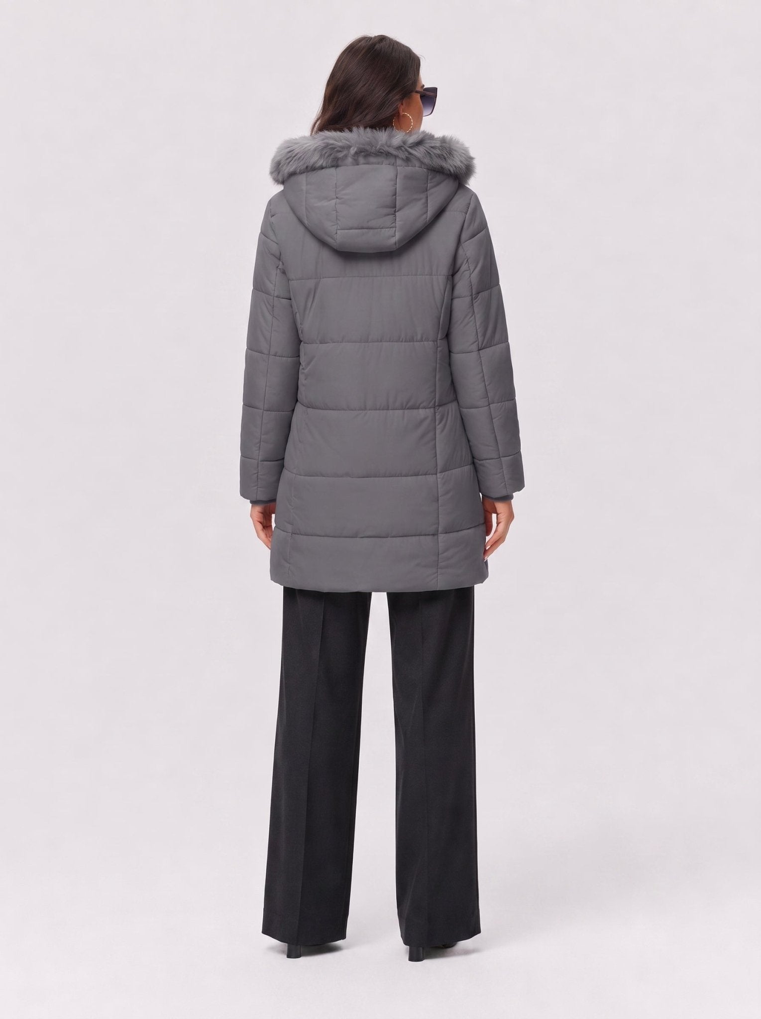 YUCOLEN Women's Long Winter Down Coat Fleece Lined Puffer Jackets in Grey