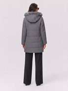 YUCOLEN Women's Long Winter Down Coat Fleece Lined Puffer Jackets in Grey