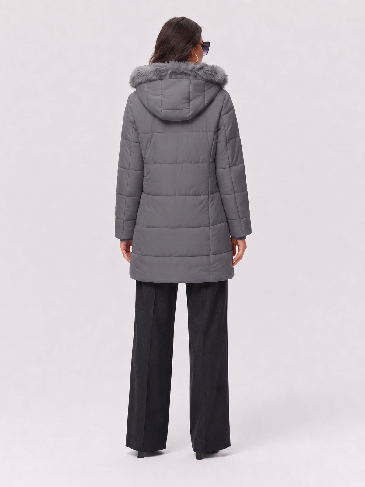 YUCOLEN Women's Long Winter Down Coat Fleece Lined Puffer Jackets in Grey