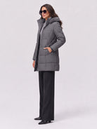 YUCOLEN Women's Long Winter Down Coat Fleece Lined Puffer Jackets in Grey