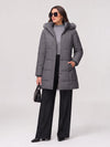 YUCOLEN Women's Long Winter Down Coat Fleece Lined Puffer Jackets in Grey