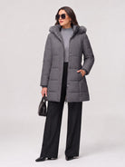 YUCOLEN Women's Long Winter Down Coat Fleece Lined Puffer Jackets in Grey