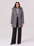 YUCOLEN Women's Long Winter Down Coat Fleece Lined Puffer Jackets in Grey