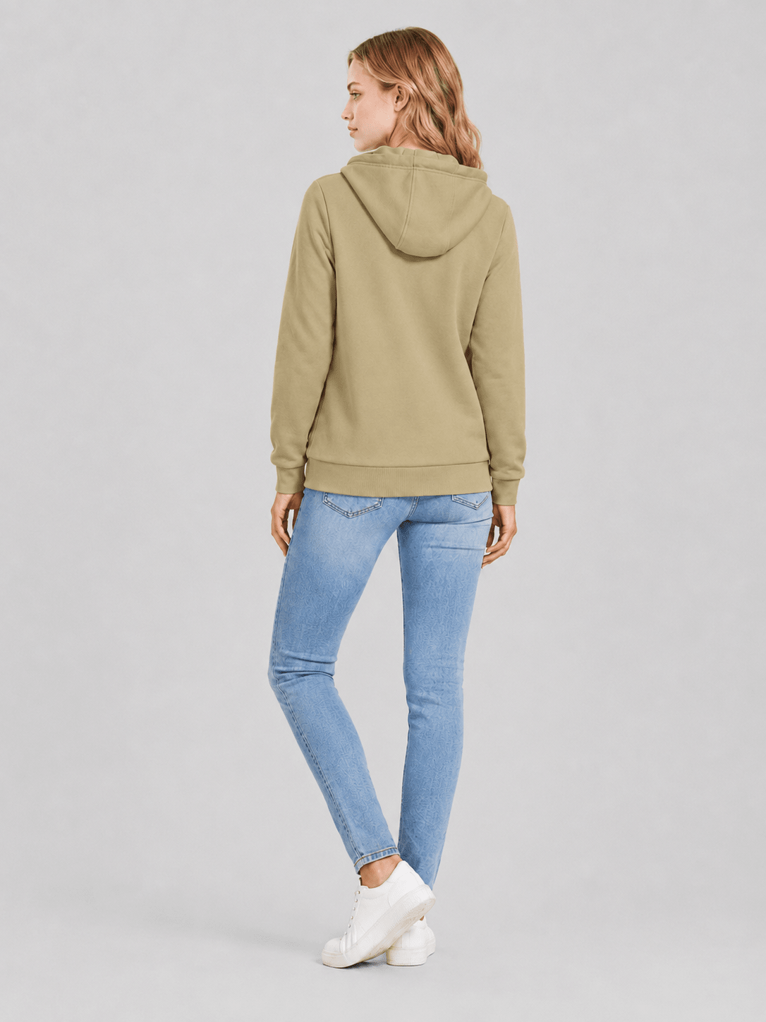 YUCOLEN Women's Fleece Lined Zip Up Hoodie Lightweight Athletic Hooded Sweatshirt in Khaki