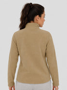 YUCOLEN Women's Quarter Zip Polar Fleece Pullover Lightweight Warm Sweatshirt in Khaki