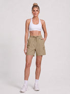 YUCOLEN Women's Quick Dry Hiking Cargo Shorts UPF 50 Plus Lightweight 5 Inch Athletic Shorts in Khaki