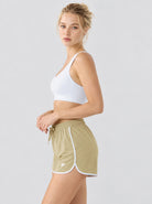 YUCOLEN Womens Quick Dry Running Shorts with Pockets Lightweight Athletic Fit in Khaki