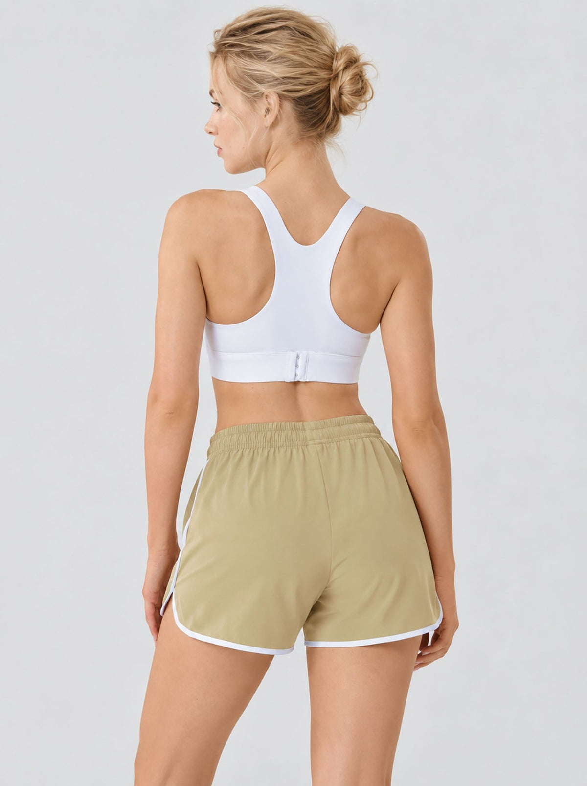 YUCOLEN Womens Quick Dry Running Shorts with Pockets Lightweight Athletic Fit in Khaki