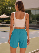 YUCOLEN Women 8 Inch Inseam Hiking Shorts - Water Resistant Quick Dry Golf Shorts with Zipper Pockets in Lake Blue