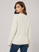 YUCOLEN Women's Oversized Cable Knit Sweater Soft Chunky Crew Neck Pullover Top in Light beige