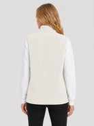 YUCOLEN Women's Sherpa Fleece Vest Fuzzy Zip Up Sleeveless Jacket with 4 Pockets in Light Beige