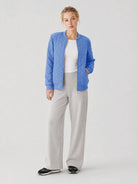YUCOLEN Women's Lightweight Diamond Quilted Bomber Jacket with Secure Zip Pockets in Light Blue