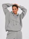 YUCOLEN Unisex Oversized Cotton Fleece Hoodie with Kangaroo Pocket in Light Grey