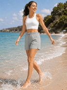 YUCOLEN Women 5 Inch Water Resistant Hiking Shorts UPF 50 Plus Quick Dry Golf Shorts with Zipper Pockets in Light Grey