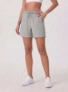 YUCOLEN Women 5 Inch Water Resistant Hiking Shorts UPF 50 Plus Quick Dry Golf Shorts with Zipper Pockets in Light Grey