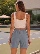 YUCOLEN Women 8 Inch Inseam Hiking Shorts - Water Resistant Quick Dry Golf Shorts with Zipper Pockets in Light Grey