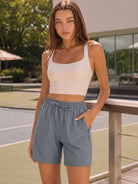 YUCOLEN Women 8 Inch Inseam Hiking Shorts - Water Resistant Quick Dry Golf Shorts with Zipper Pockets in Light Grey