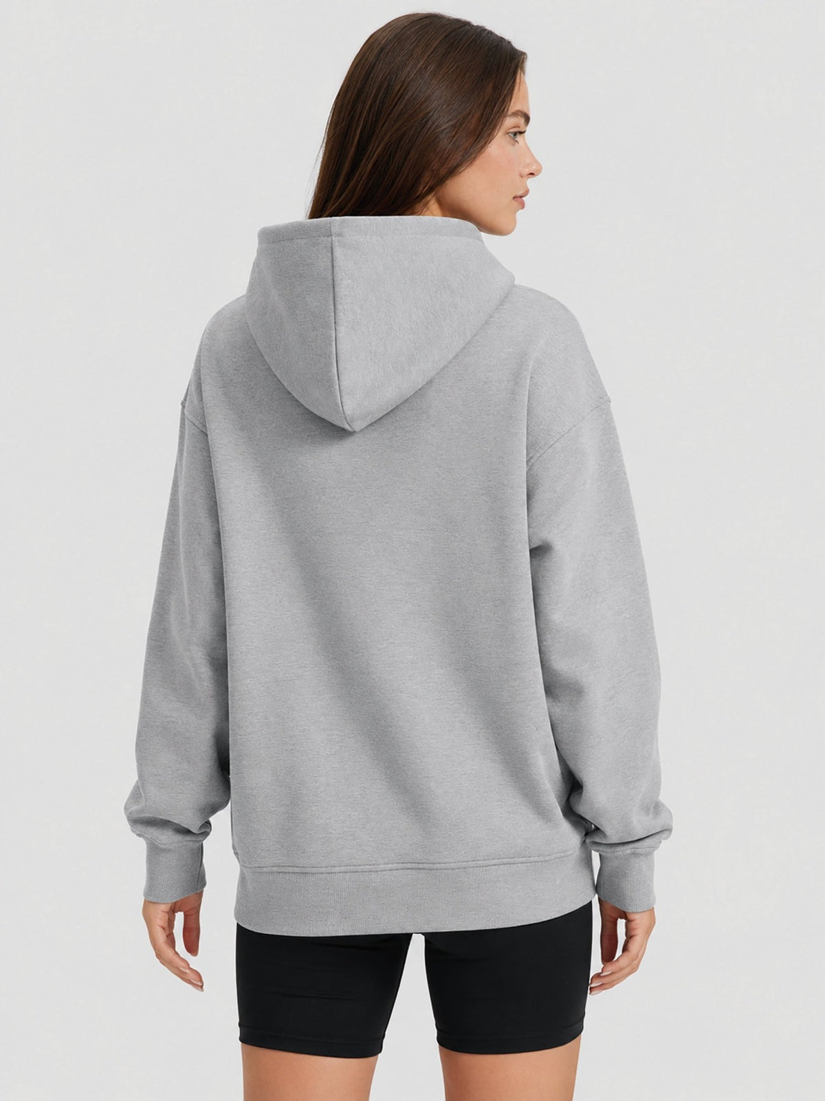 YUCOLEN Women Oversized Fleece Hoodie Loose Pullover Sweatshirt with Thumb Holes in Light Grey