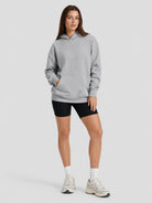 YUCOLEN Women Oversized Fleece Hoodie Loose Pullover Sweatshirt with Thumb Holes in Light Grey