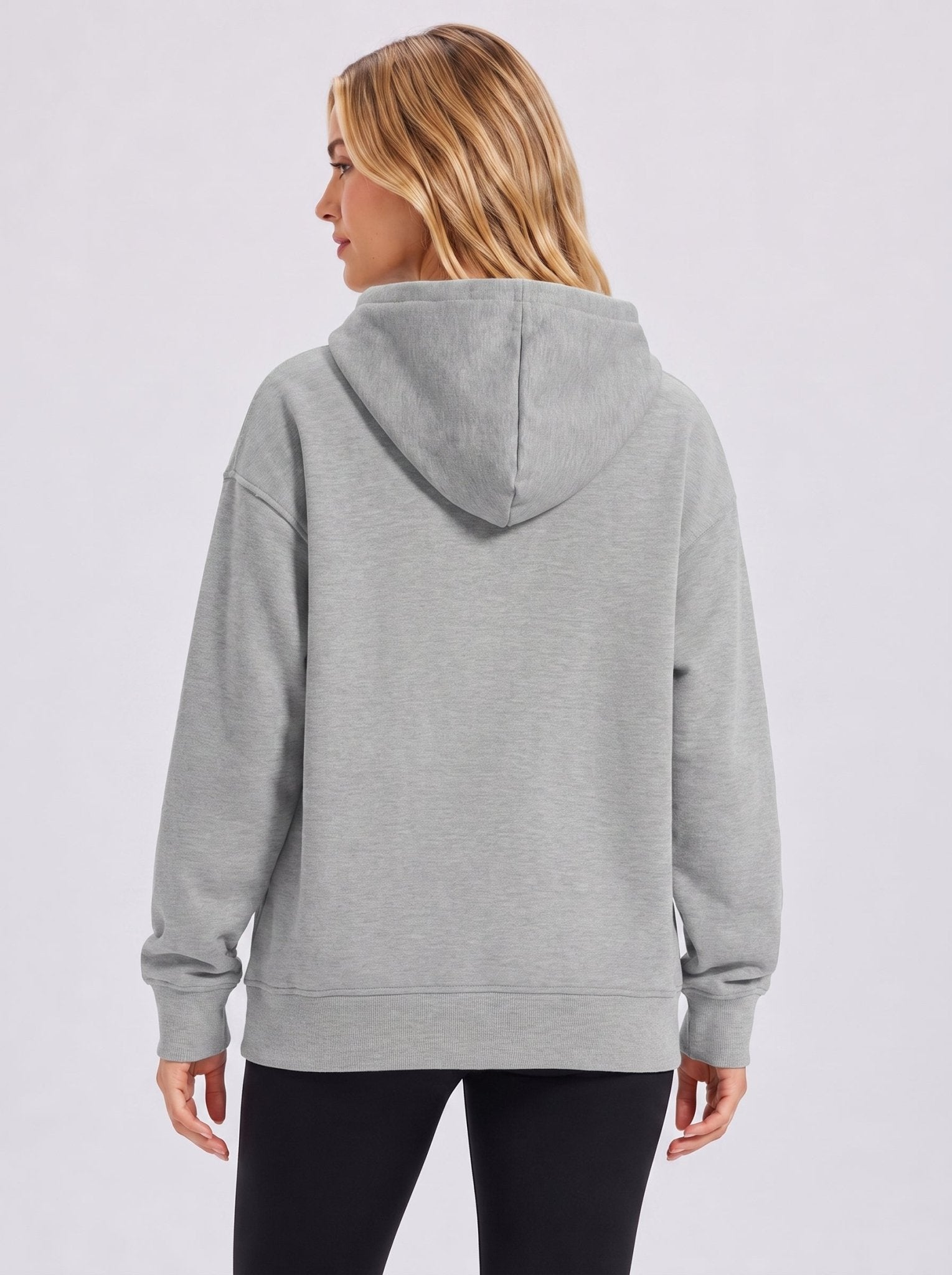 YUCOLEN Women Oversized Fleece Hoodie Loose Pullover Sweatshirt with Thumb Holes in Light Grey