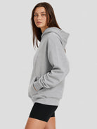 YUCOLEN Women Oversized Fleece Hoodie Loose Pullover Sweatshirt with Thumb Holes in Light Grey