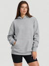 YUCOLEN Women Oversized Fleece Hoodie Loose Pullover Sweatshirt with Thumb Holes in Light Grey