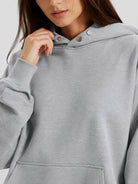 YUCOLEN Women Oversized Fleece Hoodie Loose Pullover Sweatshirt with Thumb Holes in Light Grey