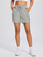 YUCOLEN Women's 5 Inch Quick Dry Hiking Cargo Shorts UPF 50 Plus Lightweight Athletic Shorts in Light Grey