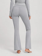 YUCOLEN Women's Flare Yoga Pants Foldover High Waist Bootcut Leggings with Pockets in Light Grey