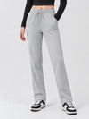 YUCOLEN Women's Heavyweight Water Resistant Sherpa Lined Sweatpants for Winter Snow in Light Grey