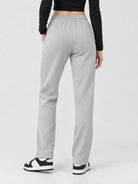 YUCOLEN Women's Heavyweight Water Resistant Sherpa Lined Sweatpants for Winter Snow in Light Grey