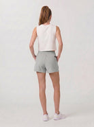 YUCOLEN Women's High Waisted Lightweight Running Shorts - Stretch Workout Shorts in Light Grey
