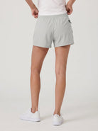 YUCOLEN Women's High Waisted Lightweight Running Shorts - Stretch Workout Shorts in Light Grey