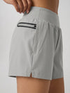 YUCOLEN Women's High Waisted Lightweight Running Shorts - Stretch Workout Shorts in Light Grey