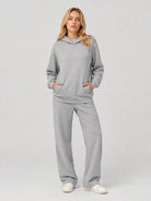 YUCOLEN Women's Loose Fit Fleece Lined Hoodie with Cotton Blend Fabric in Light Grey